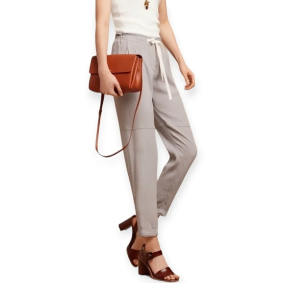 Aritzia Wilfred Marais Lightweight Trouser Pants Gray Rolled Cuffs Medium - Picture 1 of 16